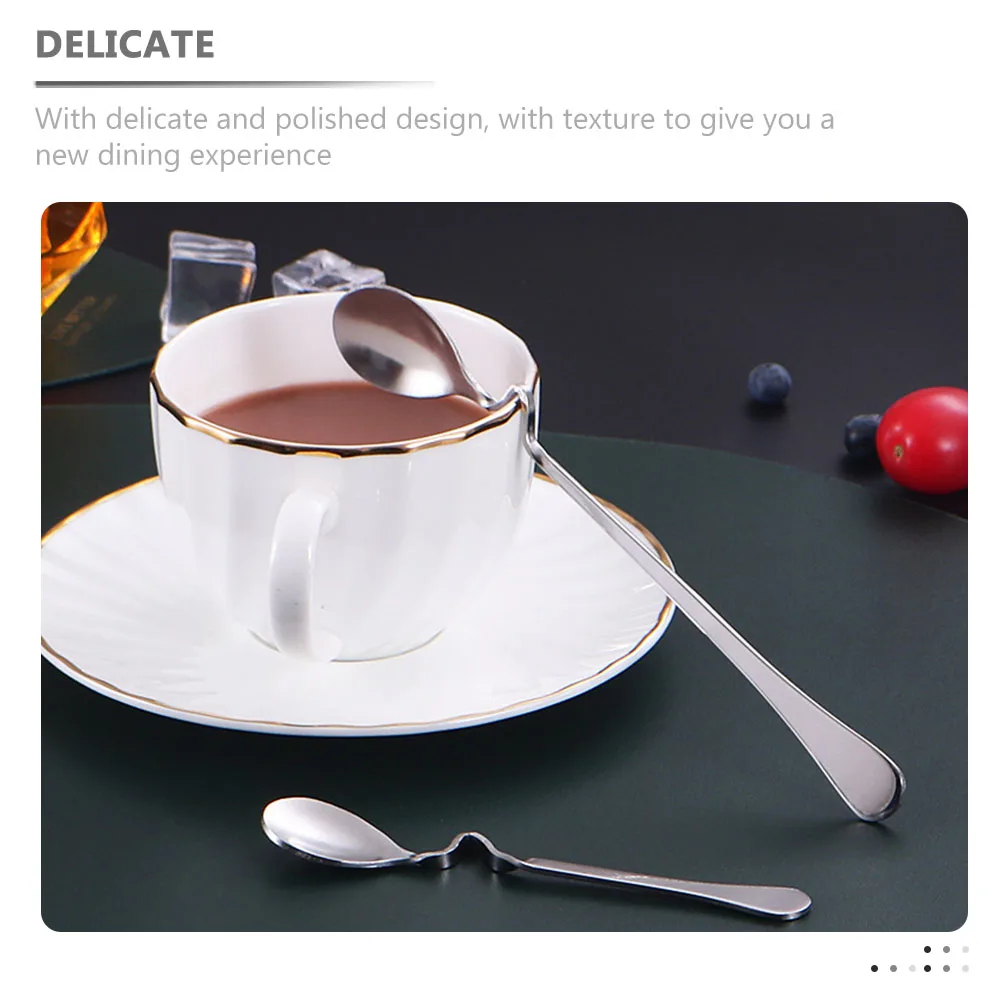 

4 Pcs Hanging Cup Coffee Stainless Steel Dessert Spoon Curved Handle Mixing Spoon Smooth Edge For Coffee Tea Honey Yogurt Ice