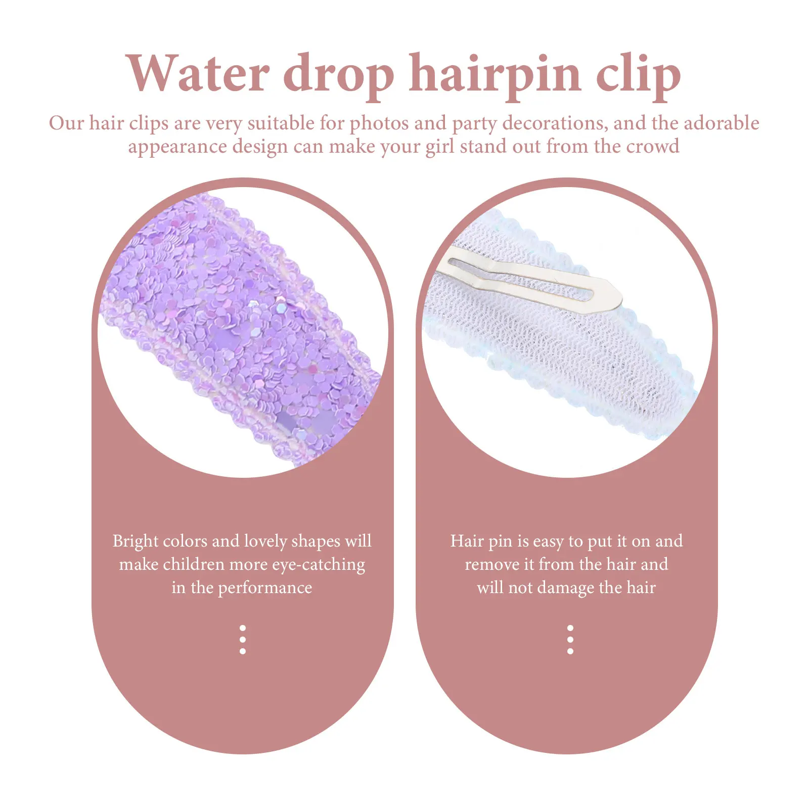 

20 pcs Rainbow Water Drop Hair Clips Toddler Girls Cute Snap Barrettes Kids Accessories Bright Color Masquerade Party Christmas