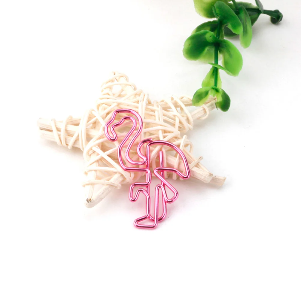 12pcs Flamingo Paper Clips Metal File Note Mark Bookmark Clips for Home Office School (Pink) metal paper clips