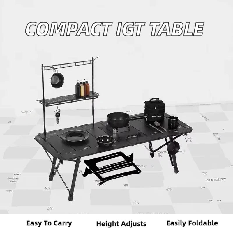 Portable Adjustable Height Aluminum Table Modern Design Outdoor Furniture for Picnic Camping Kitchen Carrying Bag for