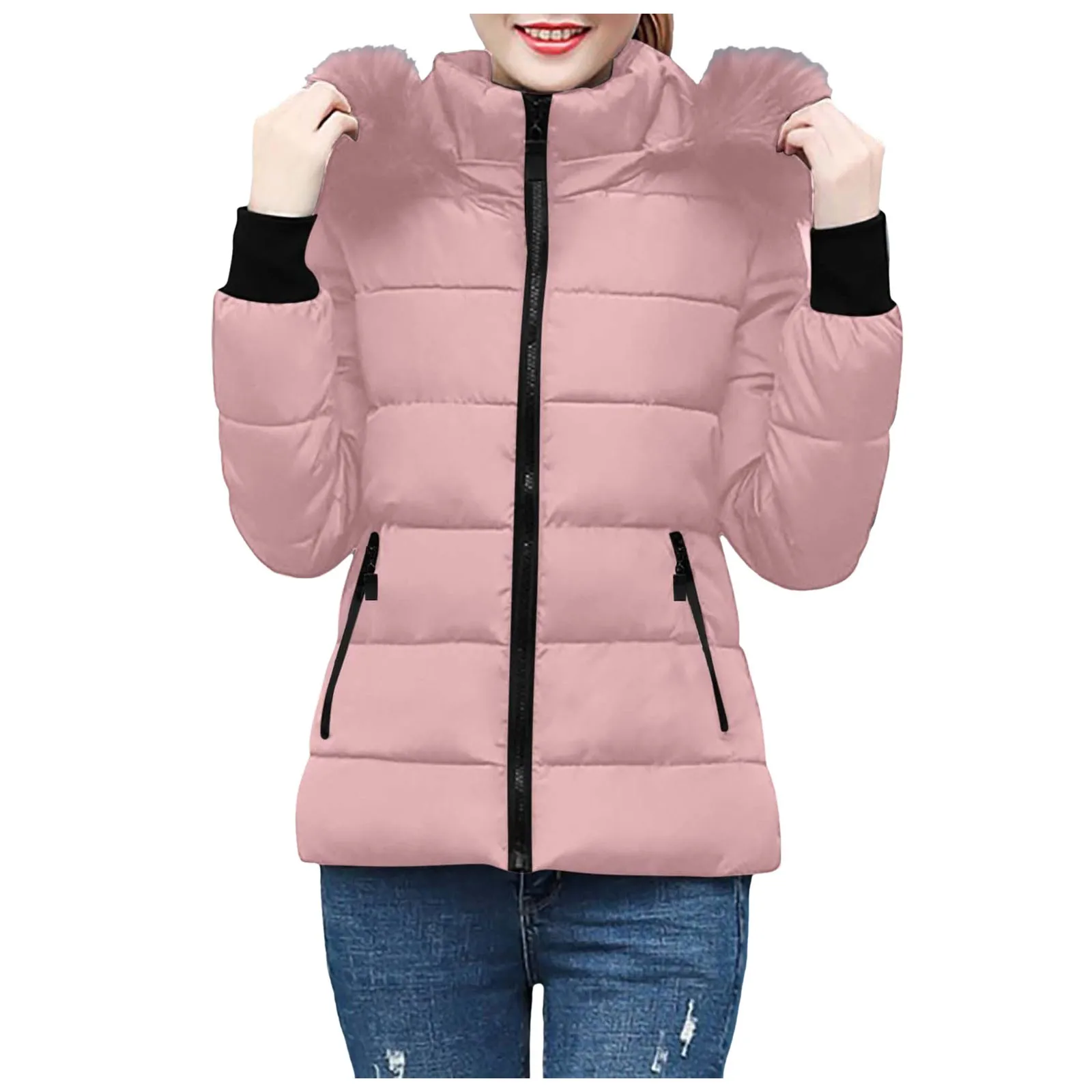 Chaqueta de invierno elegante y elegante para mujer, abrigo de invierno ligero y cálido con plumas, abrigo de invierno medio para adulto, talla grande