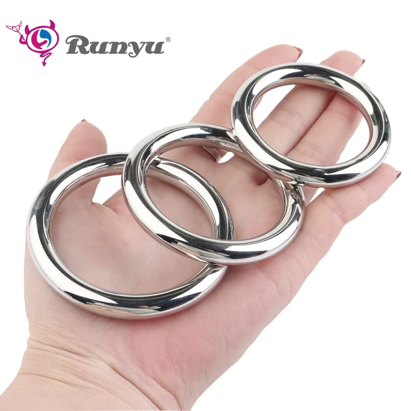 Runyu Stainless Steel Metal Men\'S Cock Ring Adult Sex Scrotum Binding Ejaculation Delay Device Glans Erection Sperm Locking Ring