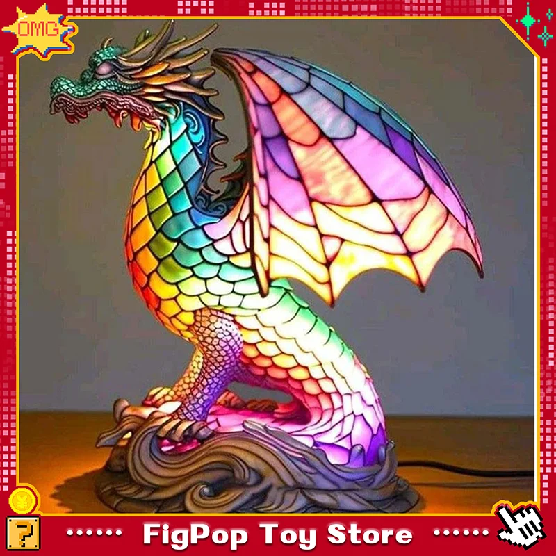 

Resin Stained Glass Animal Table Light Night Light Owl Horse Rooster Elephant Table Lamp for Living Room Home Bedroom Decoration