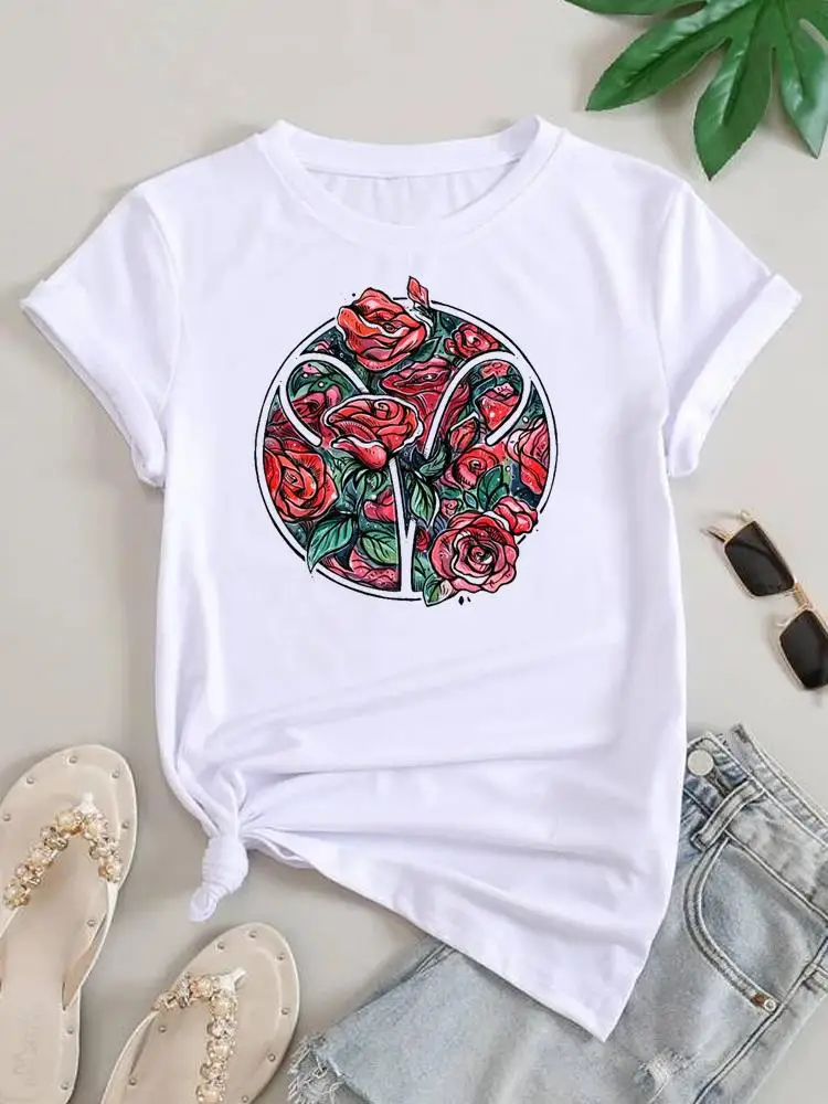 

Flower Cartoon Lovely Trend 90s Summer Print Graphic T-shirt Top T Shirt Short Sleeve Clothes Clothing Women Fashion Tee