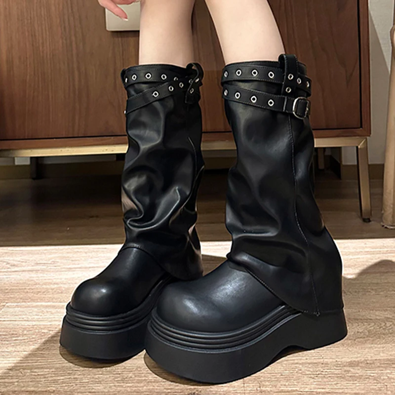 منصة المرأة أحذية عالية الكعب أحذية مصممين موضة فاخرة امرأة الشتاء الأحذية 2025 فستان جديد تشيلسي بوتاس دي موهير #4