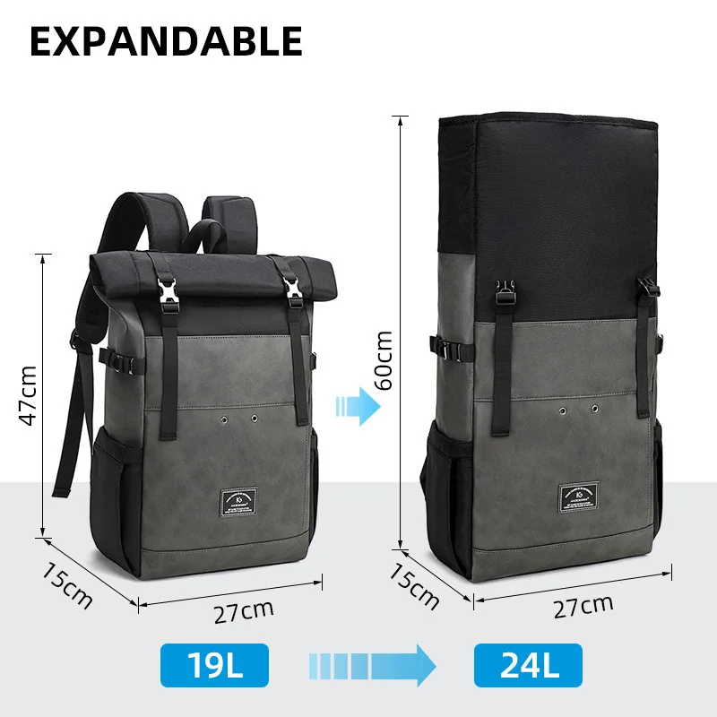 Imagem -06 - Nova Grande Capacidade Mochila Viagem Bolsa Laptop Mochila Homens Back Pack Bagagem Bolsas de Ombro Roll Cover Homem Mochila Bagpack