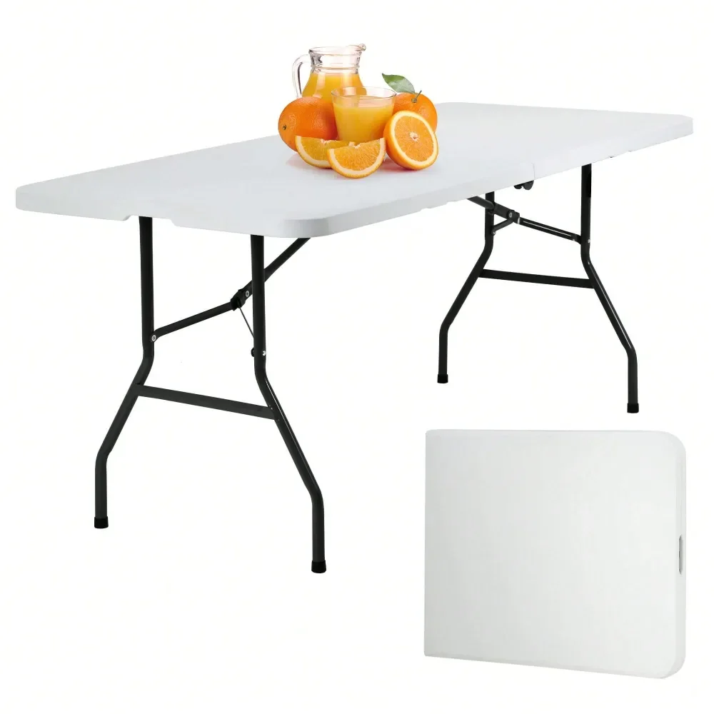 

Foot Folding Table Long With Thicker Tabletop, White Tailgating Utility Commercial Craft Foldable Table For Party Events