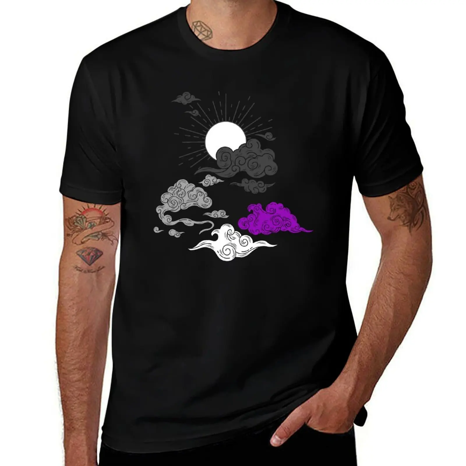 

Эйс Солнца и Облака. Футболка Asexual Pride, футболки для мужчин, белая футболка, мужские повседневные футболки с принтом для мужчин, футболка