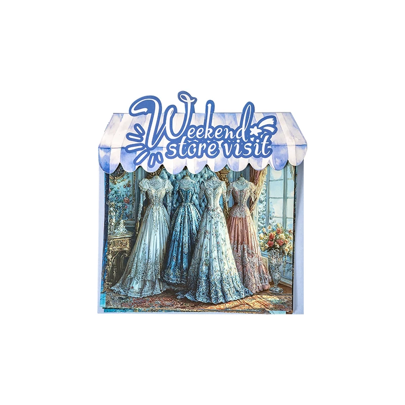 Weekend Shop Series Vintage Flower Window Landscape PET Sticker Creative DIY Journal Material Collage Scrapbook Stationery