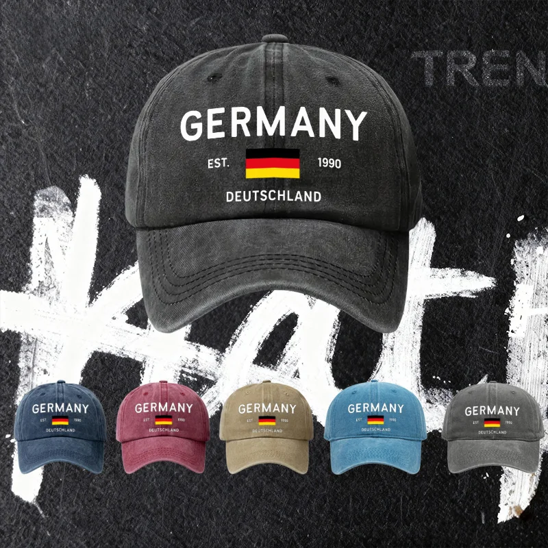 1 Stück, Verstellbare Baseballkappe mit Deutscher Flagge, Leichte Bedruckte Damenmütze, Trendige Herrenkappe, Ideales Geschenk für Hochzeiten