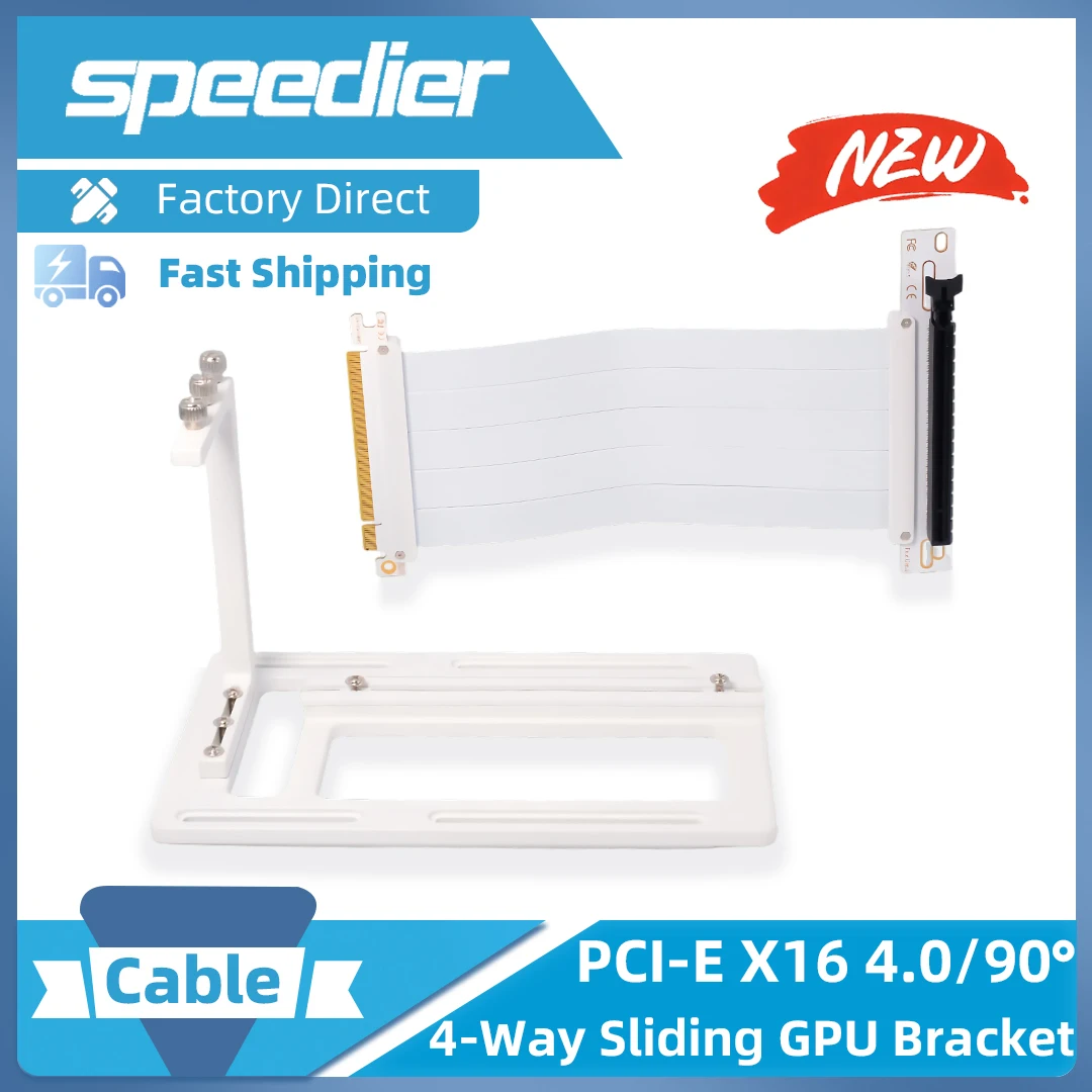 

Riser PCIE 4.0 X16 90 Degree Vertical Bend Adapter Graphics Card GPU Extension Cable Bracket Holder Mount 2 3 Slots 0.2m 20cm