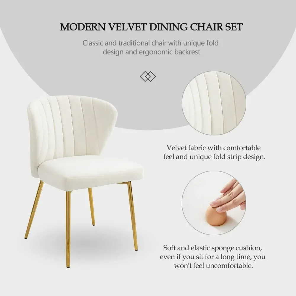 Velvet Dining Chairs Set of 4, Modern Dining Chairs with Golden Metal Legs, Tufted Upholstered Dining Chairs for Dining, chair