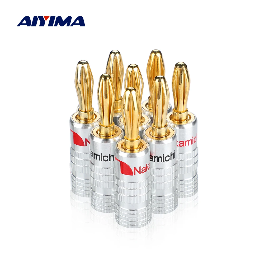 4MM Banana Plugs Pure Copper Gold Plated Screw Jack Connectors Audio Lantern Banana Head For Power Amplifier Sound Speaker 8Pcs