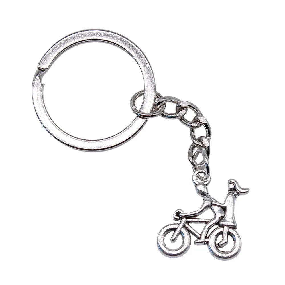 Keychain Holder Dropshipping Vintage Handmade Antique Silver Color 21x18mm Couple Bike Pendant Keyring