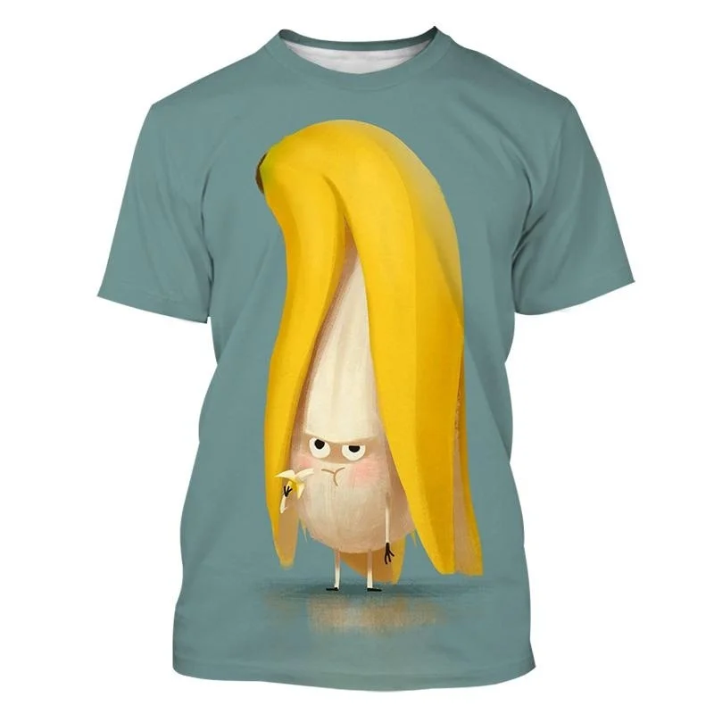 

New Summer 3D Fruit Banana Printed T Shirt Children Fashion Streetwear Funny Short Sleeves Y2k Tee Shirts Cute Clothing T-shirts