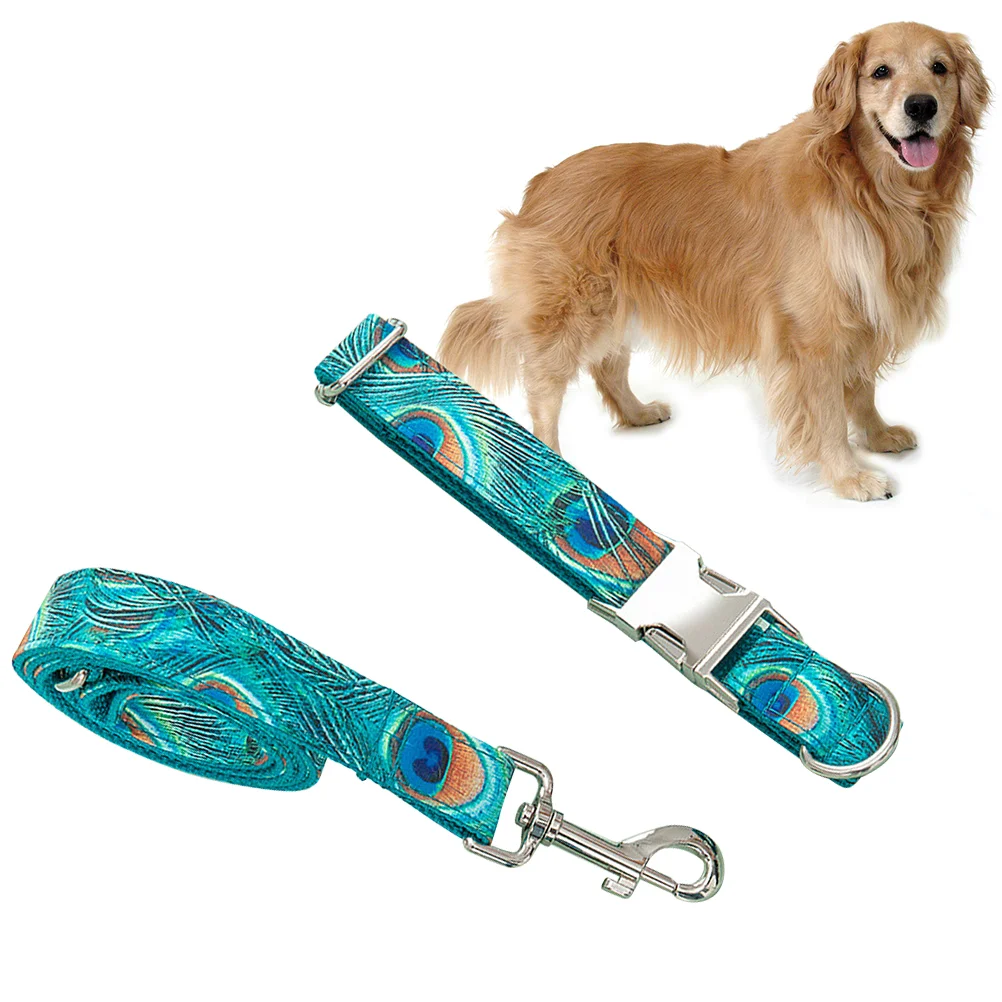 2 Pcs Puppy Harness Dog Leading Leash Strap Adjustable Pet Peacock Traction Rope