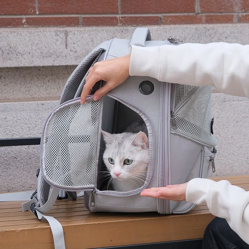 Pet Cat Carrier Bag Breathable Portable Cat Backpack Outdoor Travel Expandable Pet Supplies Bag For Cats Small Dogs Carrying