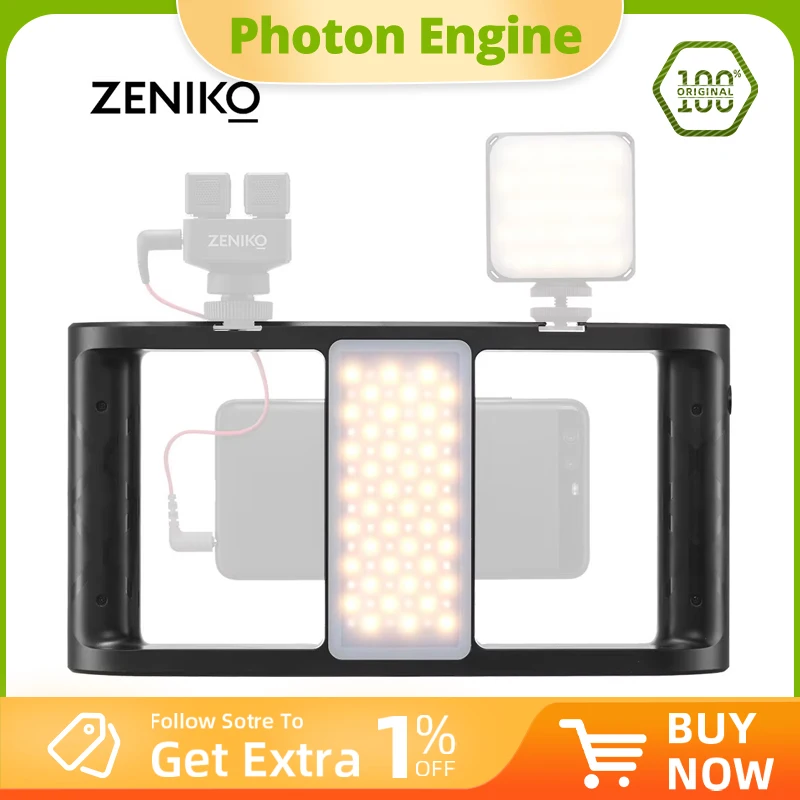 

ZENIKO MR11 Smartphone Video Rig Wireless Video Kit Built-in LED Light Combo for Connecting Tripod Microphone w/ Remote Control
