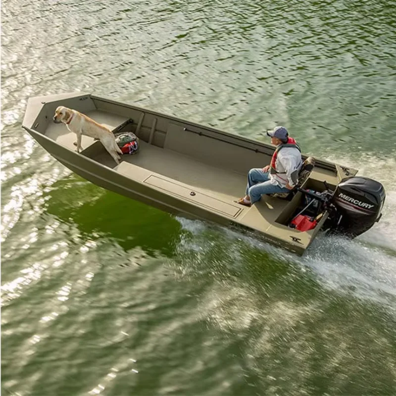 Customized New 10-12 Foot Aluminium V Hull/Head Flat Bottom Jon Fishing Boat With Side Console for Sports With Outboard Engine