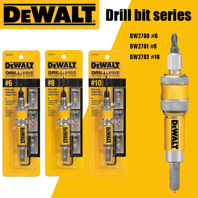 DEWALT #6 #8 #10 perceuse Flip Drive unité complète DW2700 DW2701 DW2702 foret à bois 2 en 1 fraise 6mm 8mm 10mm