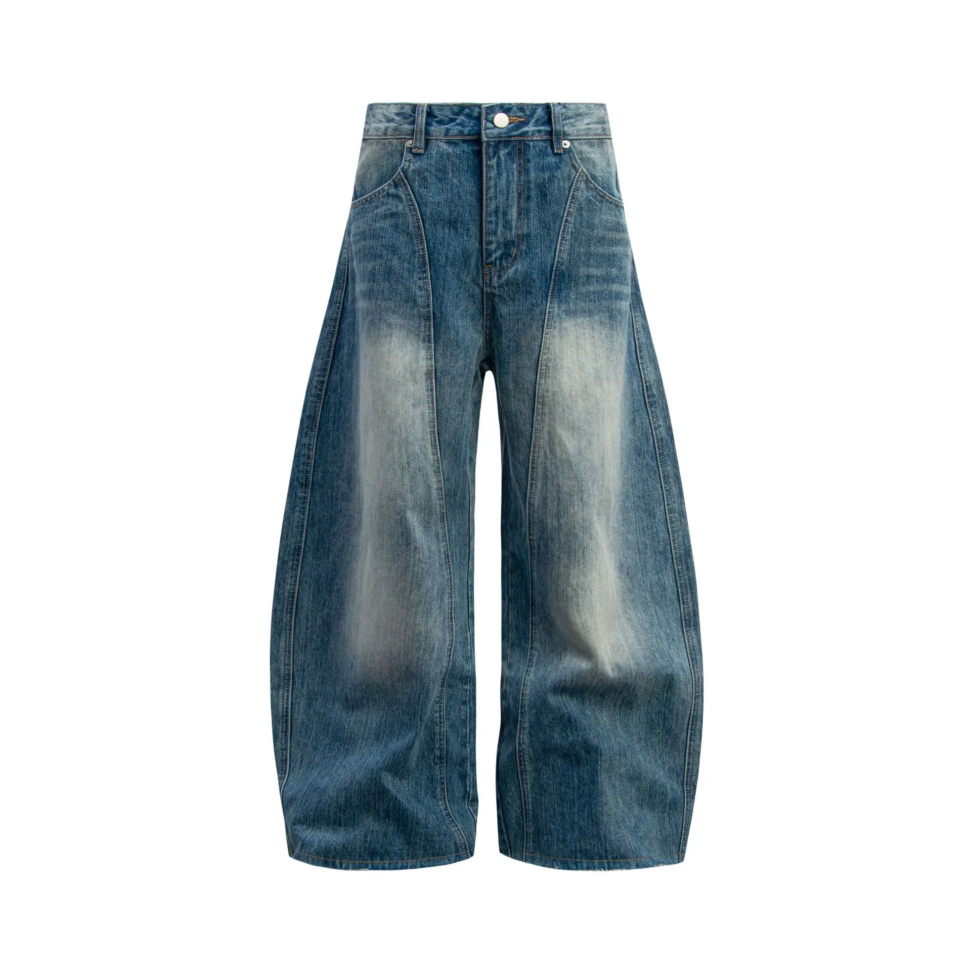

Retro Washed Old Silhouette Scimitar Jeans High-end Boys Loose Wide-leg Trousers