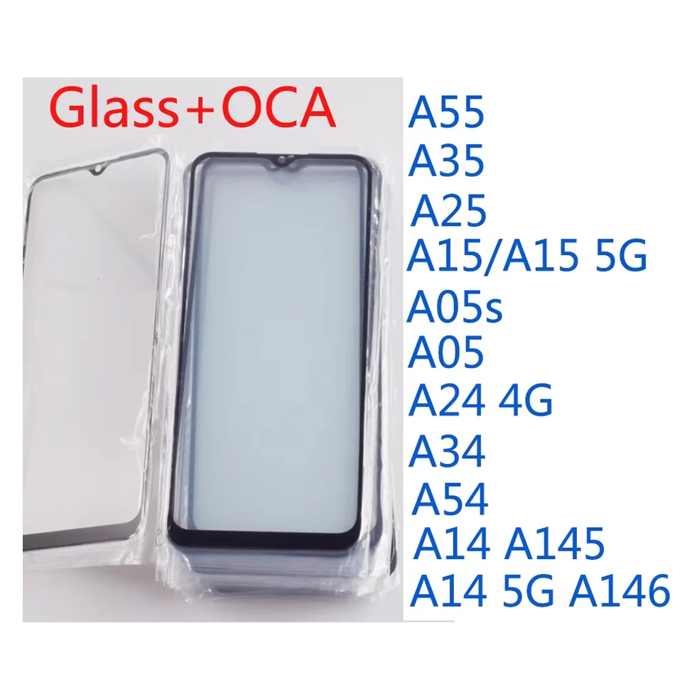10Pcs\Lot Szkło przednie ekranu dotykowego z OCA do Samsung Galaxy A05 A05s A55 A35 A25 A54 A34 A24 A15 A14 4G 5G Naprawa szkła zewnętrznego — zdjęcie 5