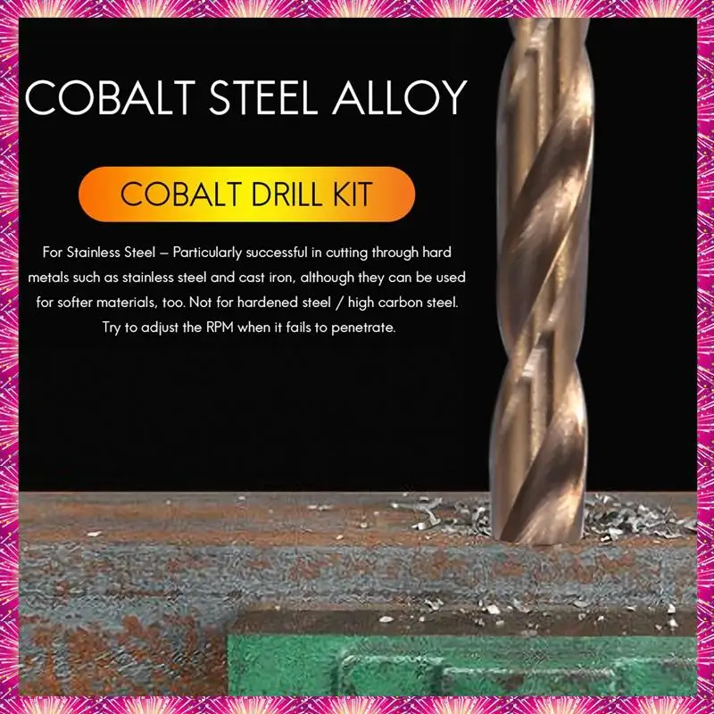 LUWEI 50 pièces outils de forage M35 ensemble de forets au Cobalt, jeu de forets Hss-Co 1-3Mm, pour le perçage sur l'acier trempé, le fonte et l'acier inoxydable