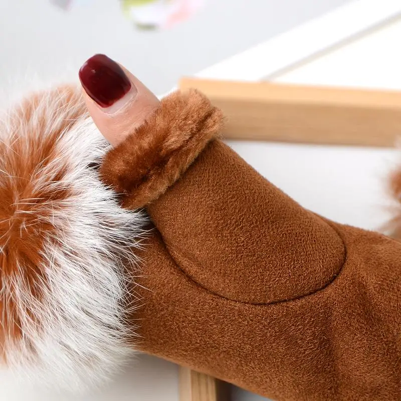 قفازات قطيفة بدون أصابع قفاز شتوي نسائي ناعم دافئ لتدفئة المعصم في الهواء الطلق قفازات سميكة للحماية من البرد