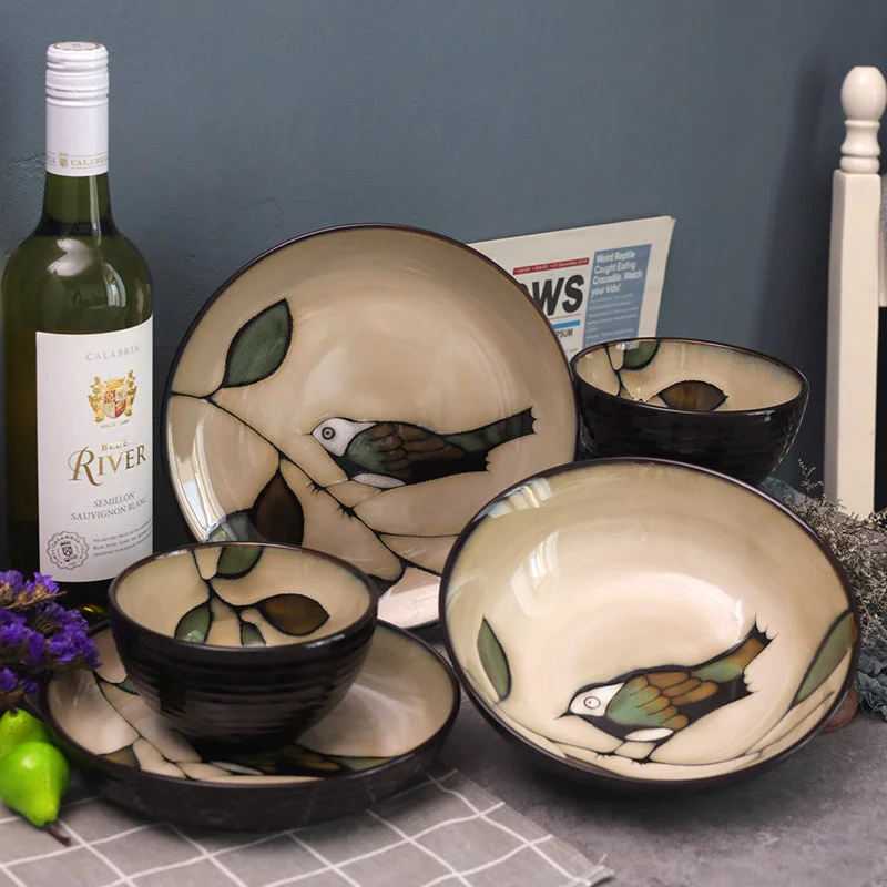 

Japanese Ceramic Dinner Plates Chinese Retro Rice Bowl Soup Bowl Noodle Bowl Tableware