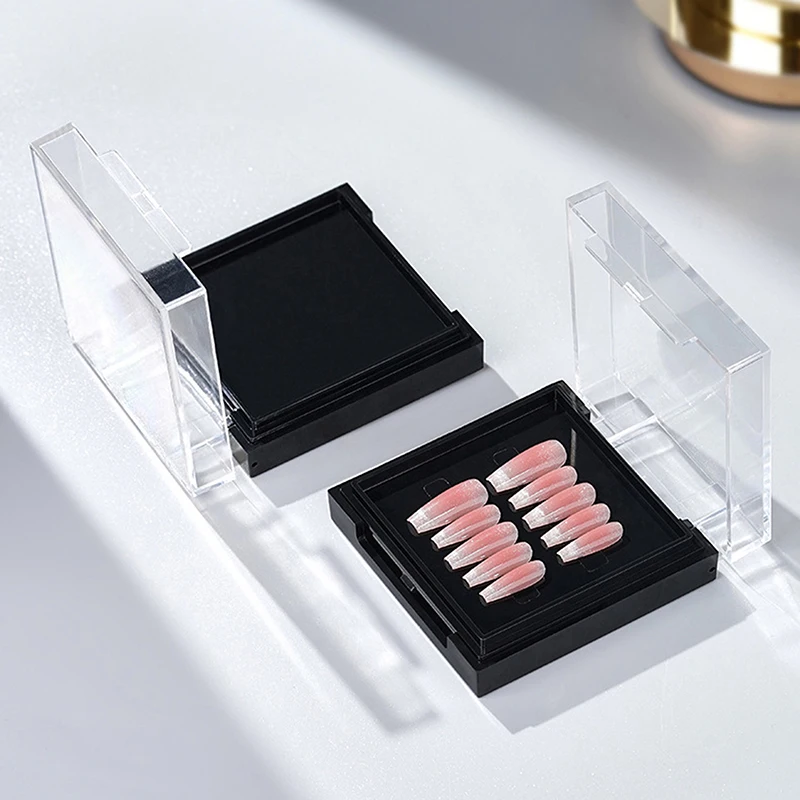 【1Pc Dustproof Double Layer Nail Art Storage Box Wearable Nail Patch Display Board Box Transparent Plastic Makeup Organizer】