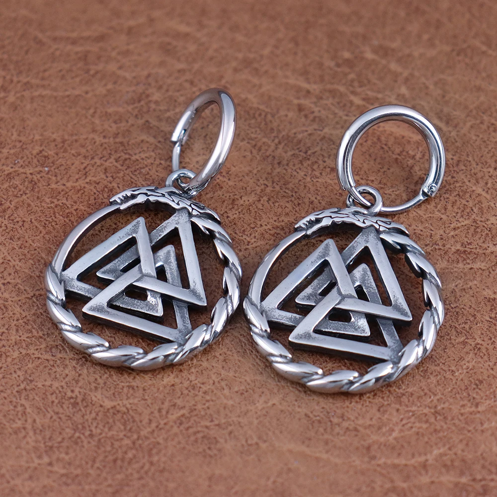 Vintage Nordic Viking Valknut Brinco Gota para Mulheres, Aço Inoxidável, Charme da Moda, Brincos Dangle, Jóias Escandinavas Criativas