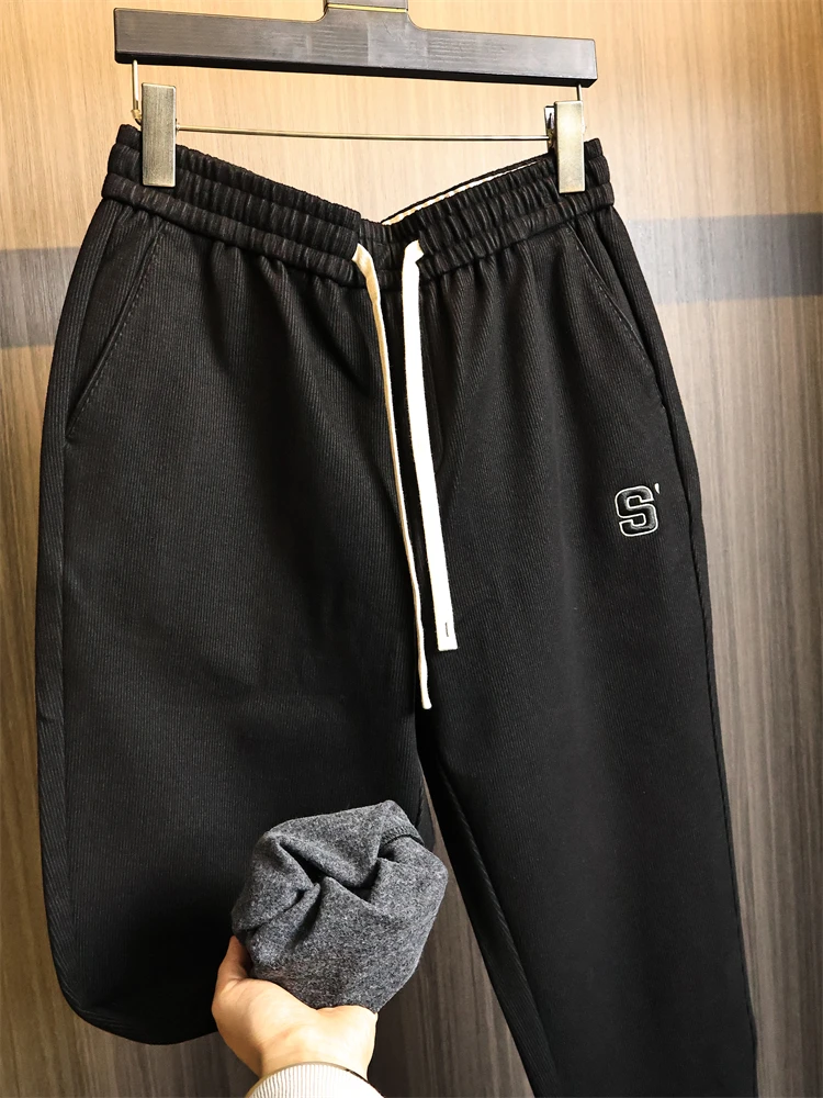 

Men's Corduroy Sweatpants Elastic Waist Straight Leg Warm Casual Trousers Autumn Winter High ammage Cosite Cotton