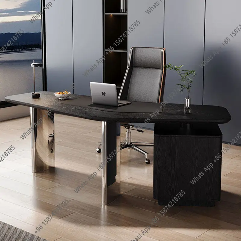 Minimalist high-end solid wood desk designer creative art corner special-shaped business desk light luxury computer desk