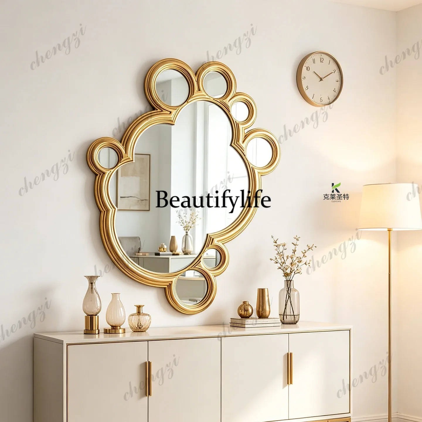 Living room irregular decorative mirror custom French retro art creative mirror wall hanging