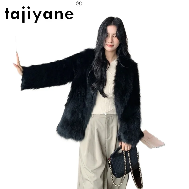 

TAJIYANE 100% Natural Fox Fur Coat Woman Luxury V-neck Black Real Fur Jacket Winter Women Clothing Furry Jackets 2025 Fourrure