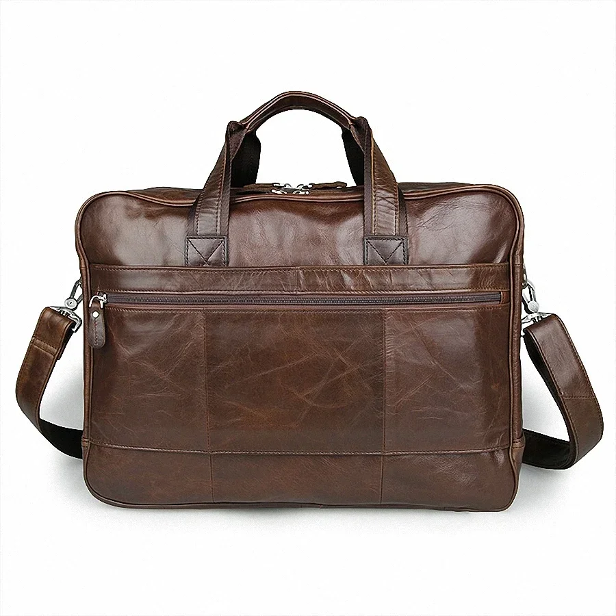 Men\'s Classic Briefcase Genuine Leather Business Office 17 Inch Laptop Bag Lawyer Handbag Portfolio Satchel Shoulder Bag LI-1266