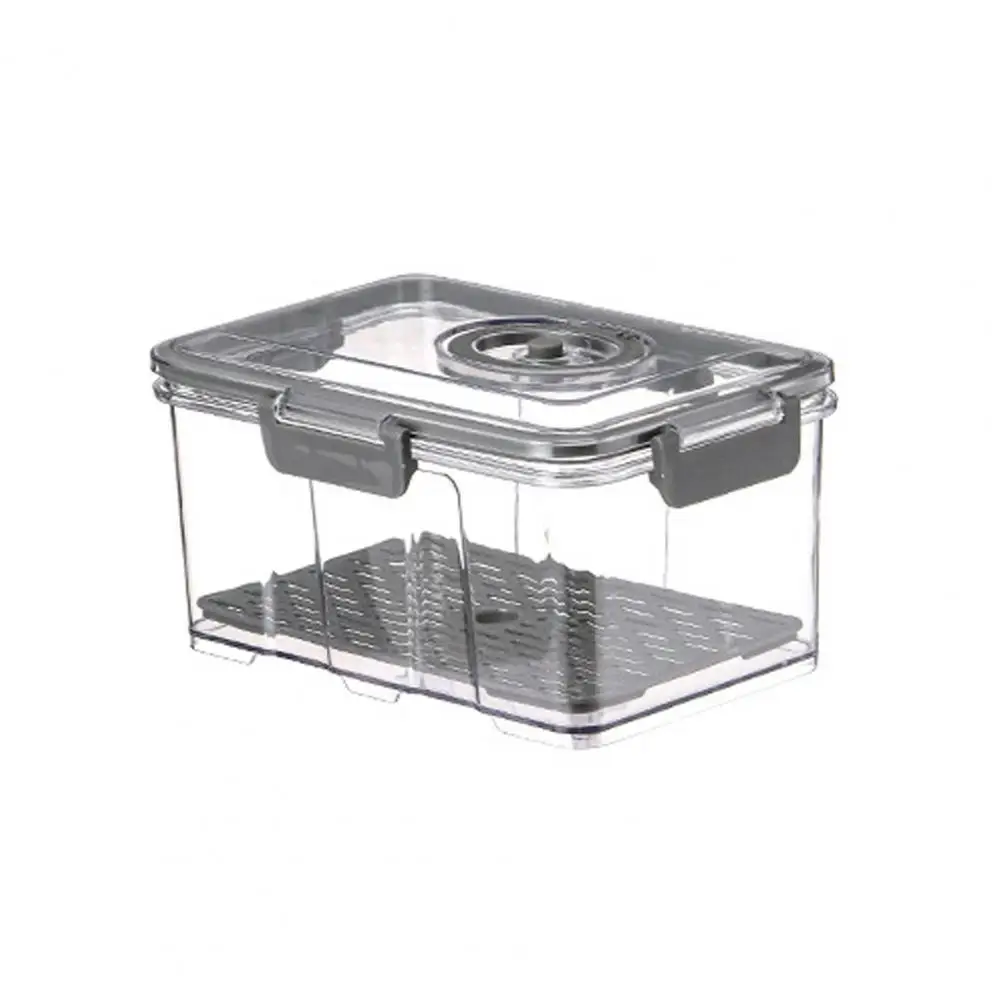 Simple Food Container Stackable Food Storage Holder Transparent Vacuum Refrigerator Fresh-keeping Box  Quick Drainage