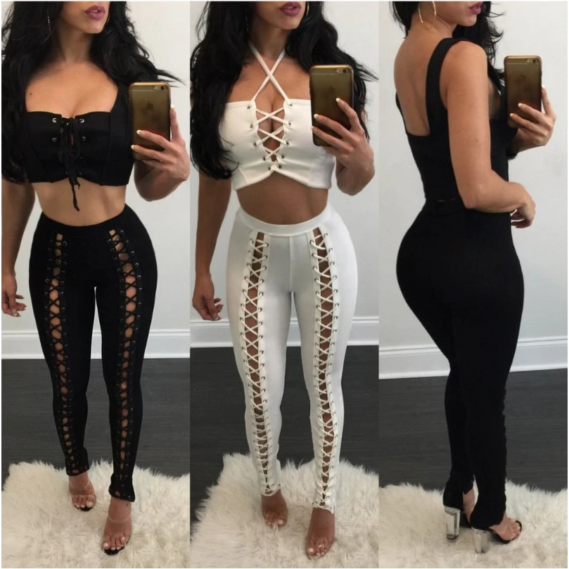 New Style Patchwork Nine-Piece Pants Chicken Eye Strap Base Layer Pants Women's Outerwear Tight-Fit Trousers Pure Offline