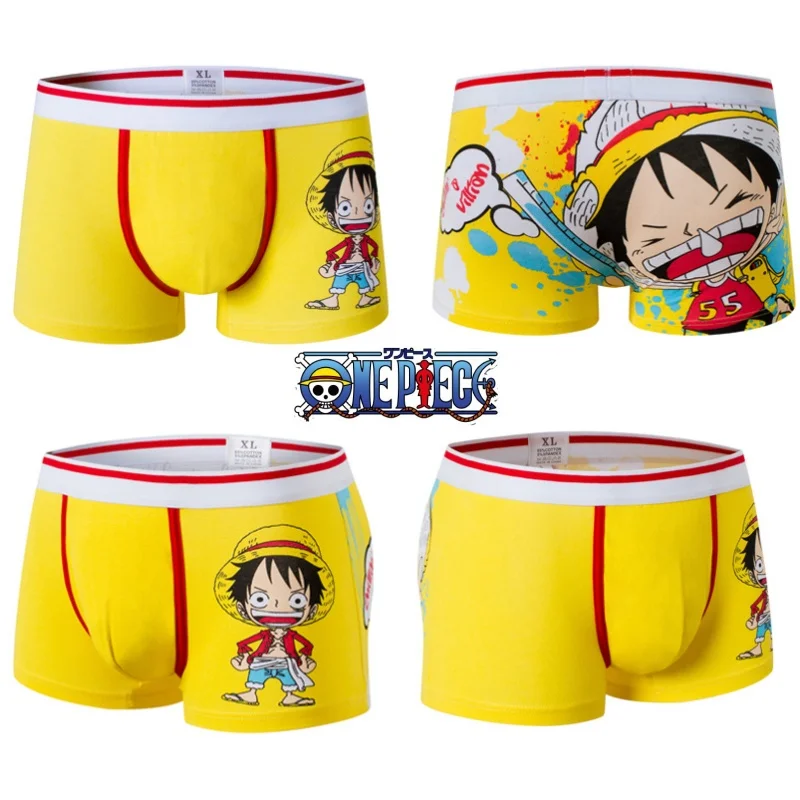 New Anime One Piece Naruto Men's Panties Cotton Boxer Underwear Fashion Knitting Flexibility Breathable Low-Waisted Underpants