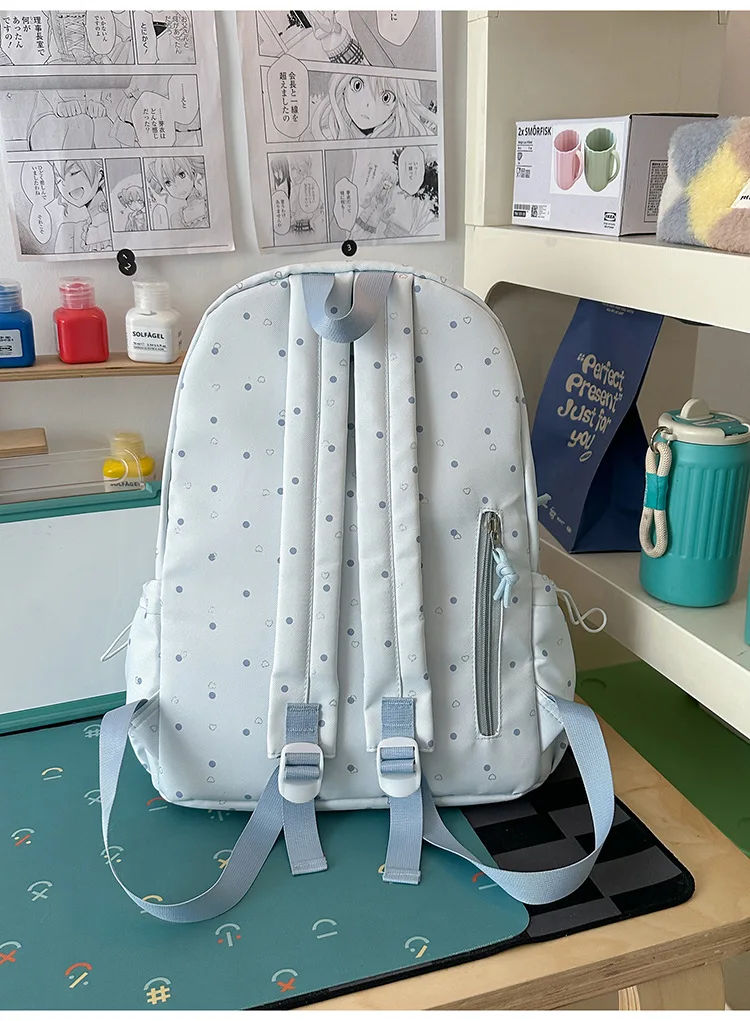 Large capacity school backpack for girls Cherry pink peach rabbitt wavepointcutebackpacksforteengirlsTravelandplaygirlsbackpack