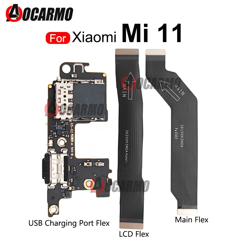 For Xiaomi 11 Mi11 Main Motherboard Connection LCD Flex + USB Charging Dock Charger Port With Sim Reader Flex Cable