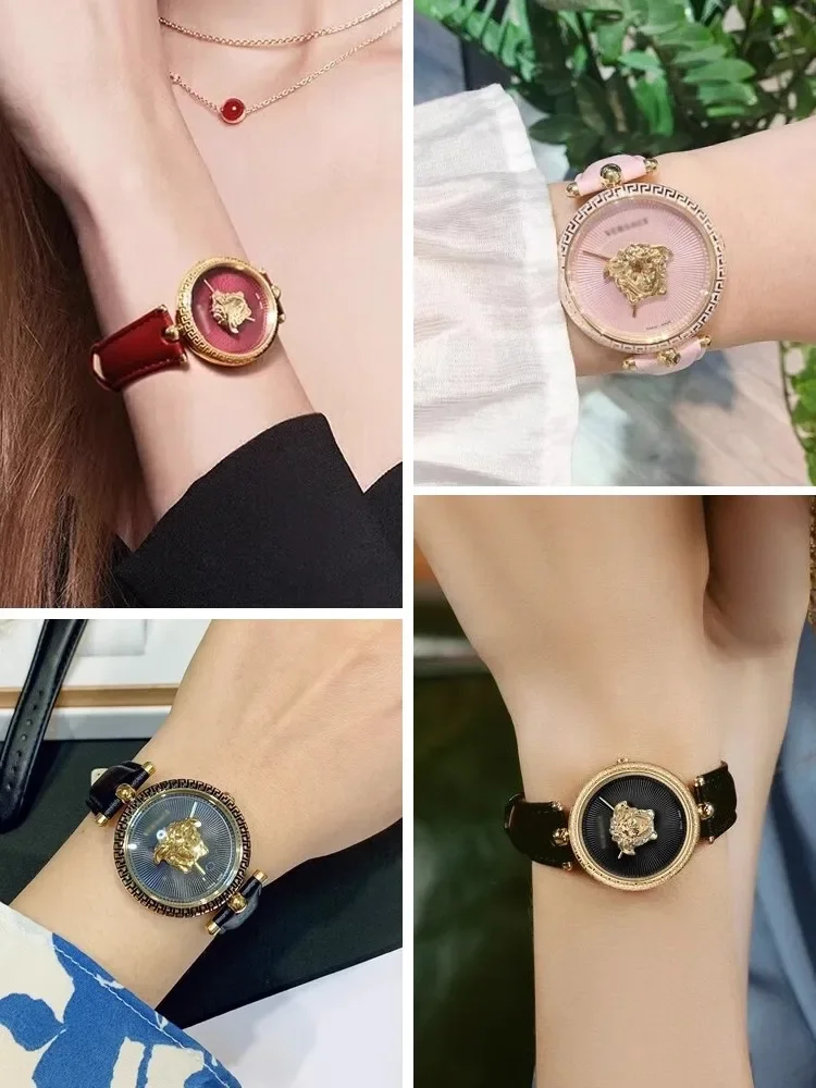 Suitable For Versace PALAZZO Watch Strap Medusa VECQ00218 518 318 Notched Genuine Leather Watch Band Women 18mm