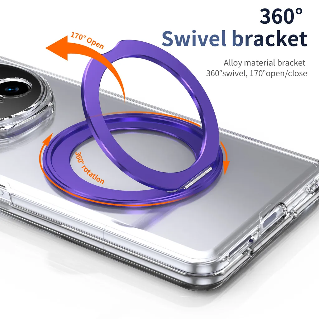 Magnetyczne przezroczyste etui na telefon Honor Magic V5 V3 Vs3 5G Hybrid Tempered Flim Ring Holder Stand Hard Back Cover — zdjęcie produktu 2