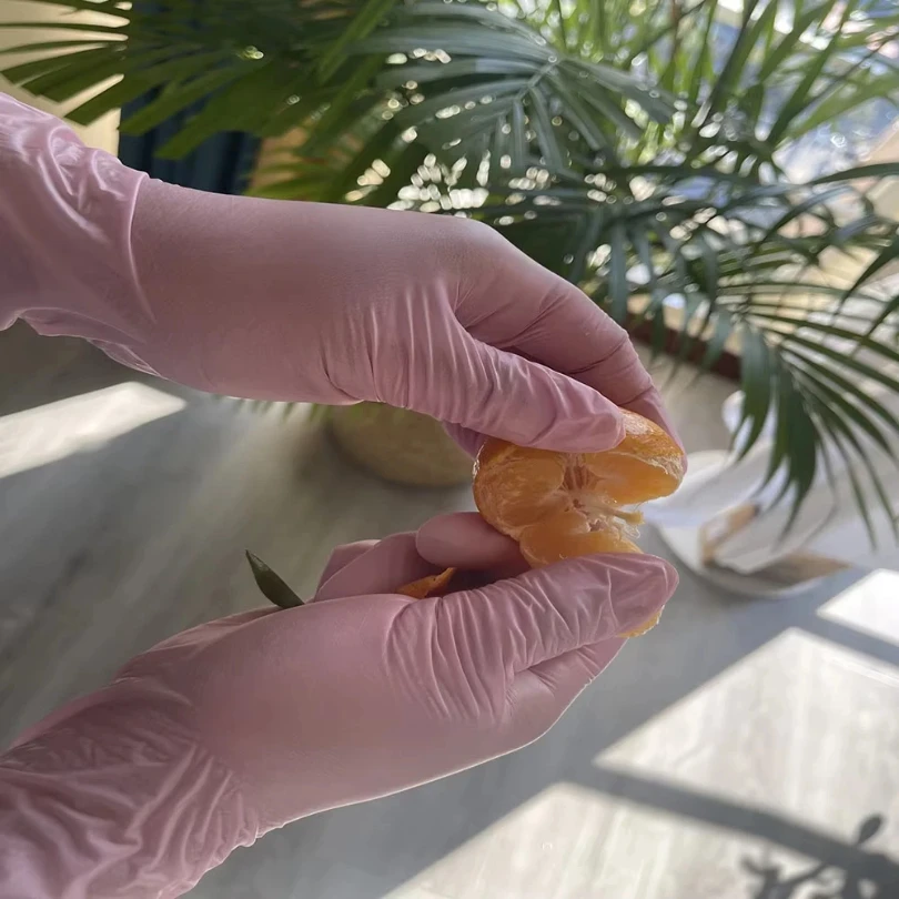 100/50/20 SZT. Jasnoróżowe Białe Jednorazowe Rękawice Nitrylowe Wodoodporne Antystatyczne Trwałe Jasnoróżowe Rękawice Narzędzia Kuchenne do Gotowania