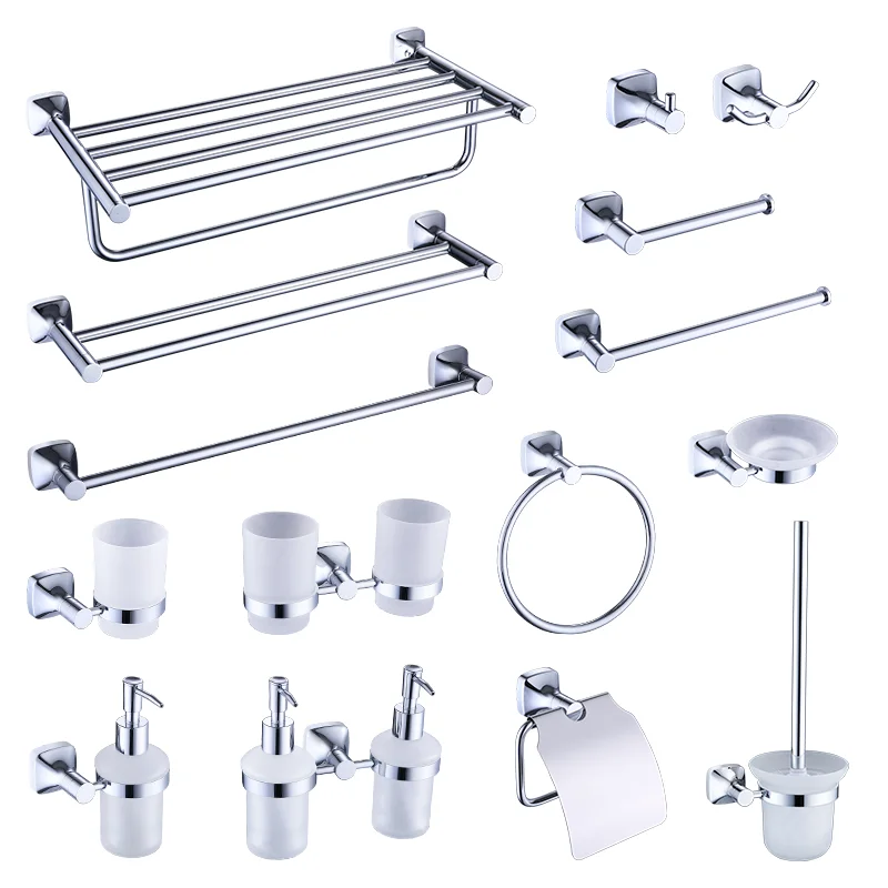 

Bathroom Accessories Towel Rack Shelf Paper Holder Stainless Steel Toilet Brush Holder Hand Towel Ring Robe Hook Hanger Chrome
