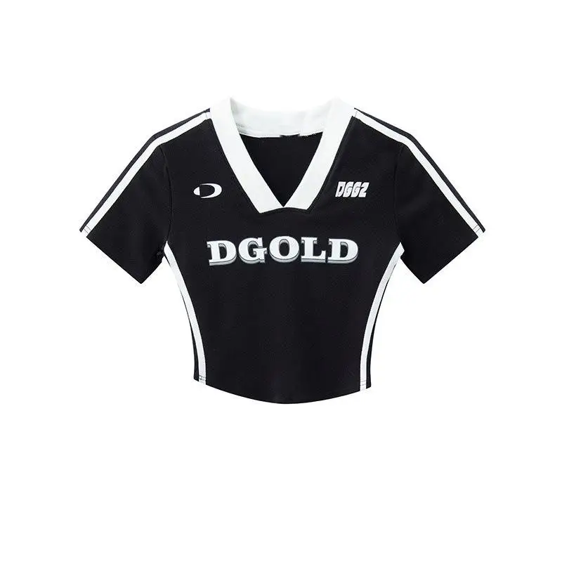 T-shirt da donna con effetto snellente ort Sve, dolce sle, stampa V-Ne ort, lunghezza, modello testo, top da donna