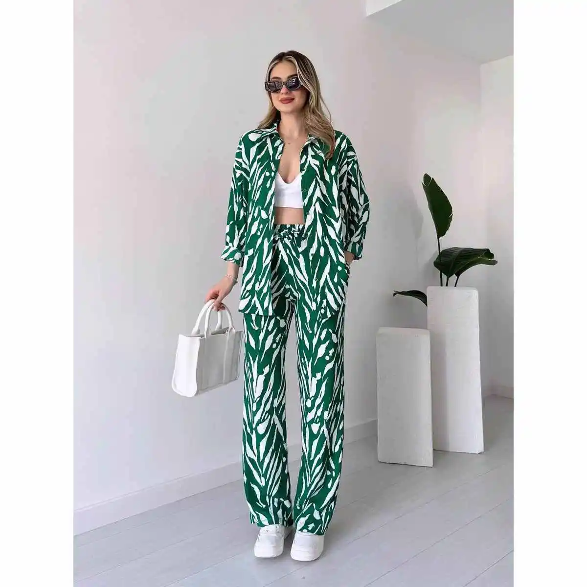 

Women's Casual Printed Two-Piece Suit Long Sve Long Pants Comfortable Cotton Home Wear Spor Thiened Autumn Clothes