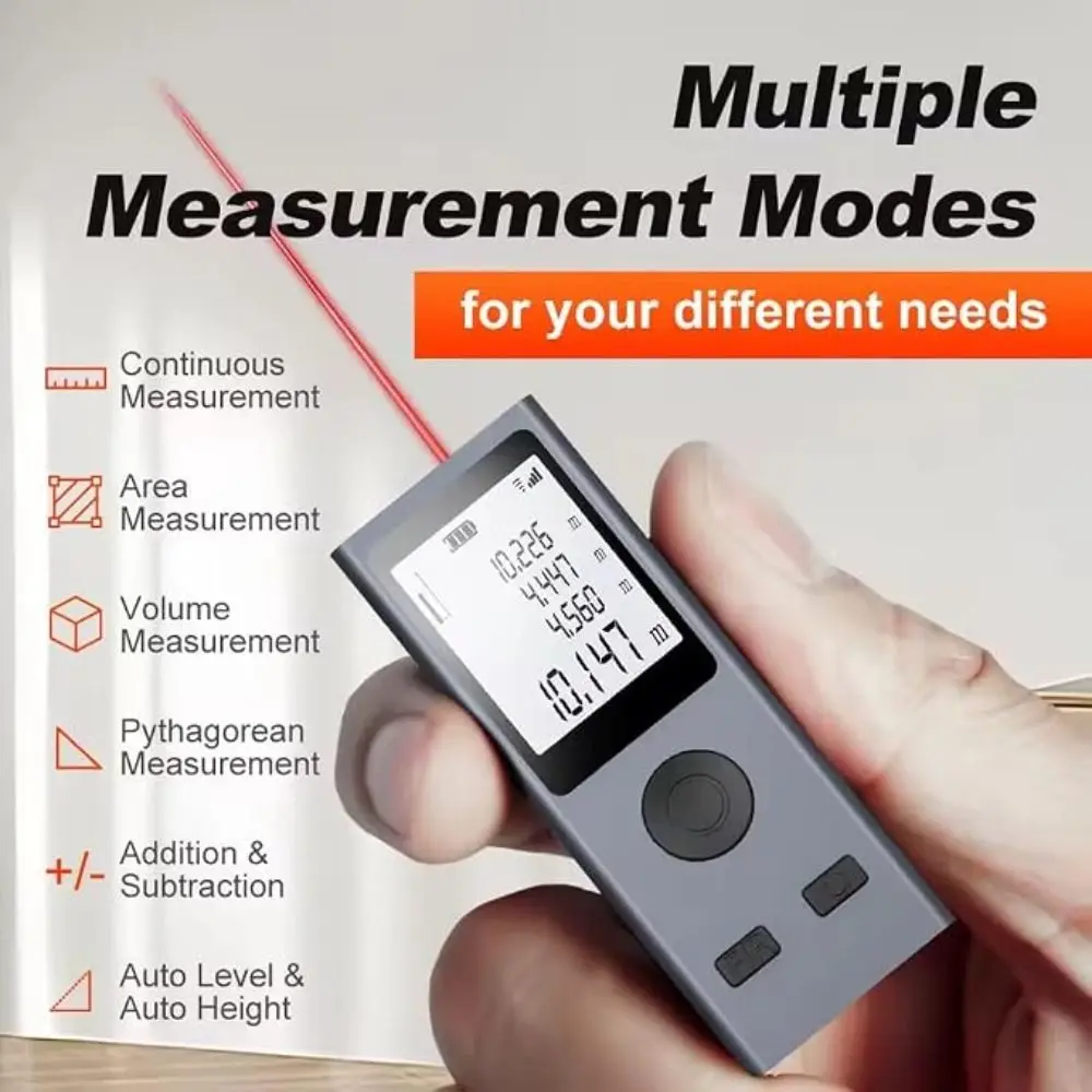 30M Range Mini Laser Rangefinder High Precision Digital Handheld Distance Meter HD Backlight USB Rechargeable