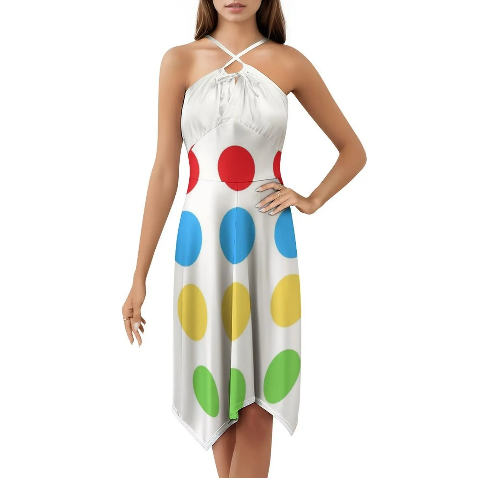 Twister jogo traje de halloween estilo coreano vestido para mulher elegante vestido casual para festa ou uso diário twister twister jogo