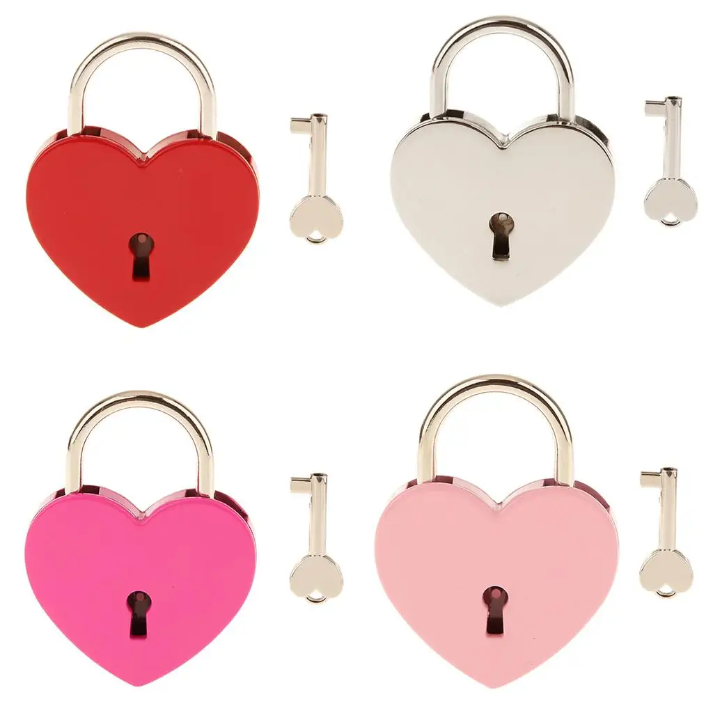 Jewelry Box Heart Shape Padlock Antique Door Chest Key Lock for Locker Travel Secure Storage